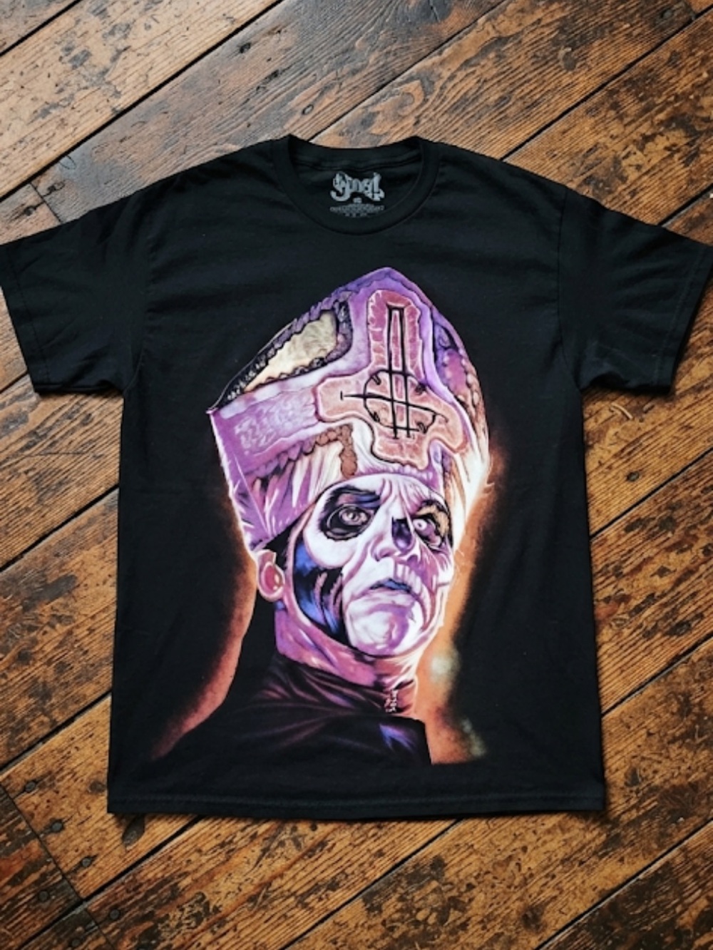 Ghost Papal Pope Skull Graphic Shirt